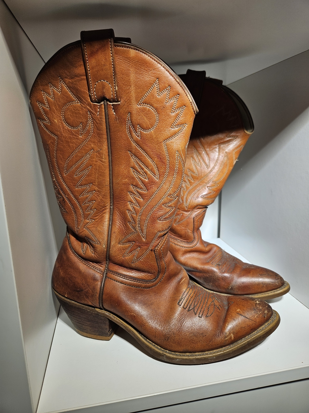Leather Western Heeled Cowboy Boots